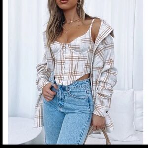 White Fox Crop Corset & Jacket NWT